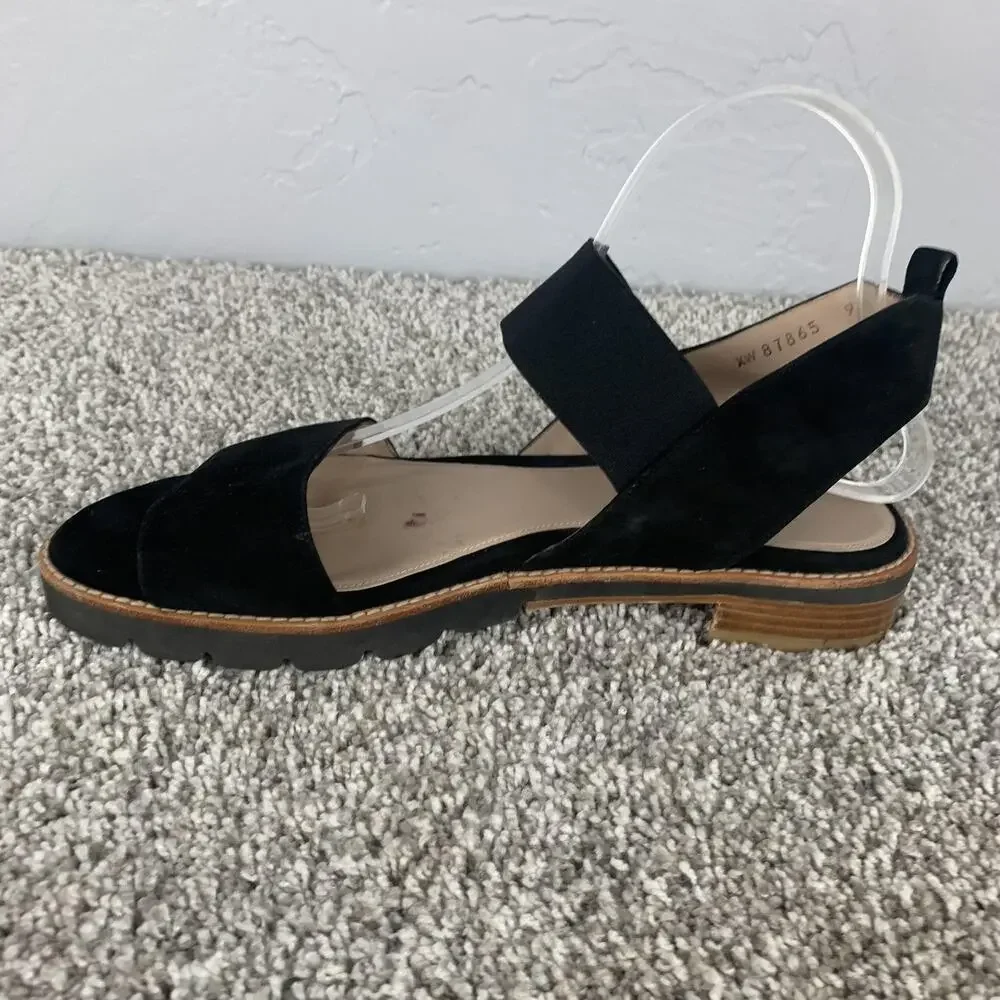 Stuart Weitzman Sandals Womens Size 8.5 Black Suede Topical Strappy Slingback - Picture 4 of 8